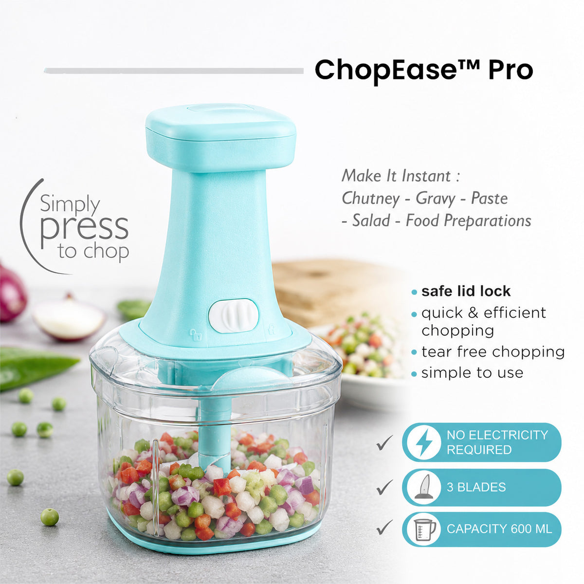 ChopEase™ Pro – Hand Press Vegetable & Fruit Chopper for Fast, Effortless Meal Prep