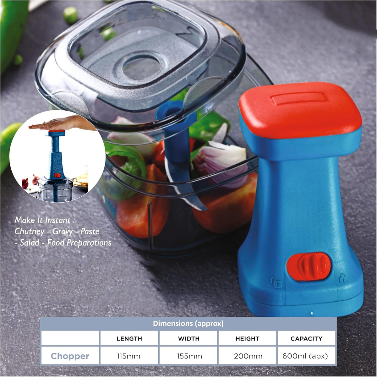 ChopEase™ Pro – Hand Press Vegetable & Fruit Chopper for Fast, Effortless Meal Prep