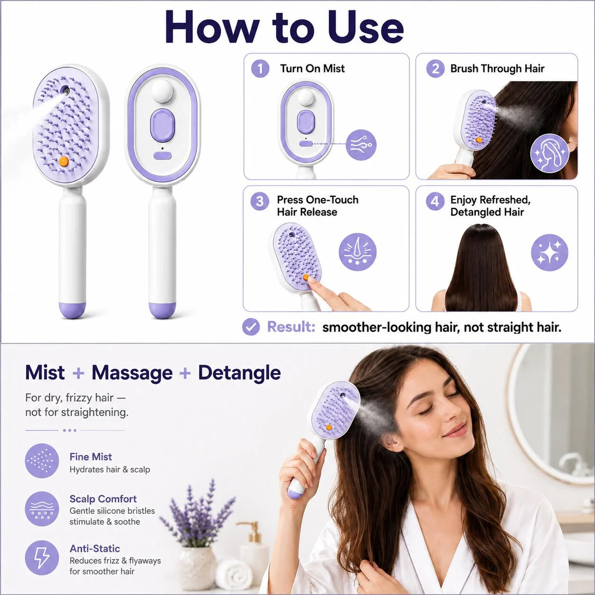 KeshGlow™ 4-in-1 Hair Straightening Massage Keratin Brush